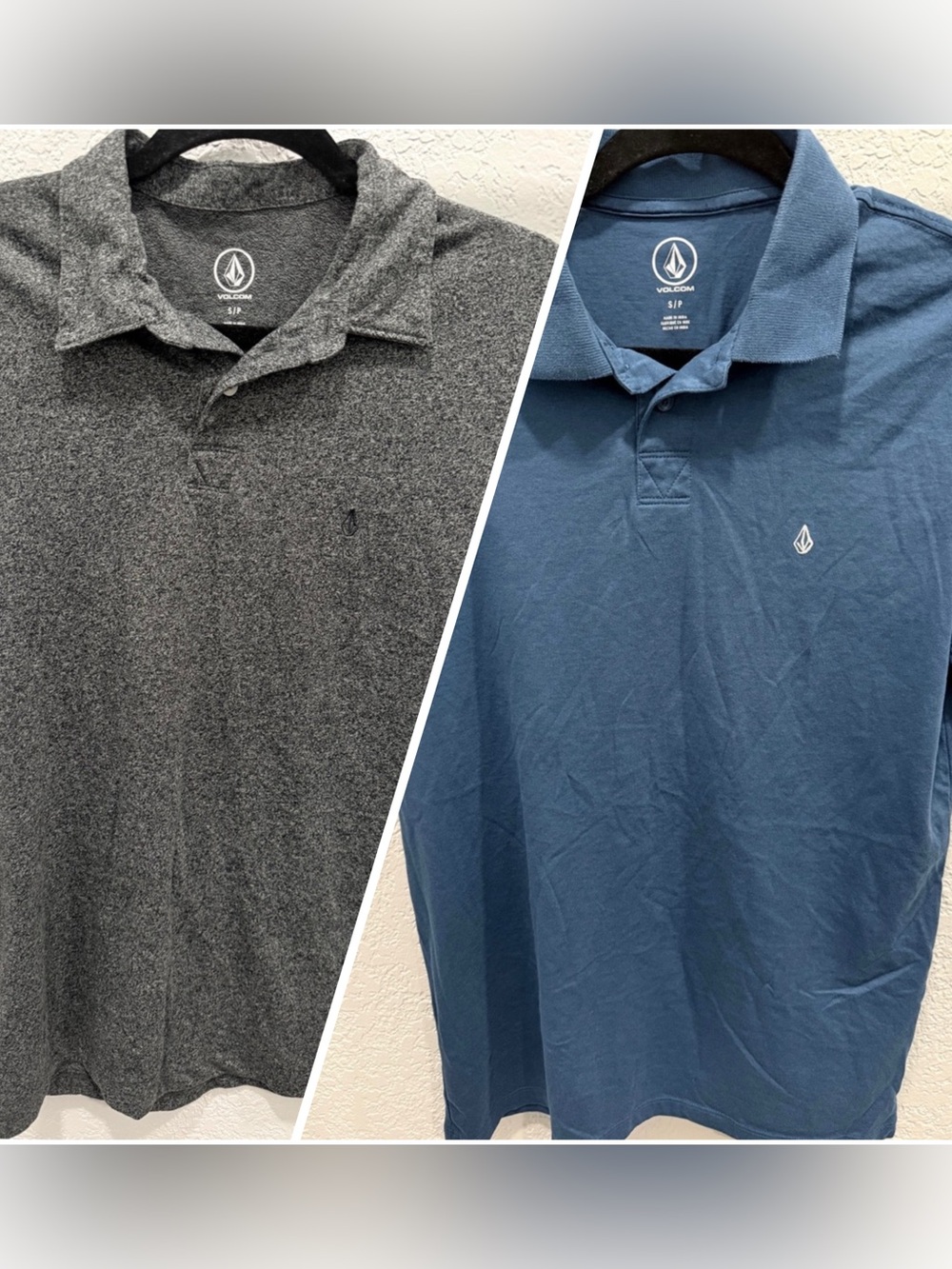 (2) Volcom Men’s Small Short Sleeve Polo Duo — Blue and Gray